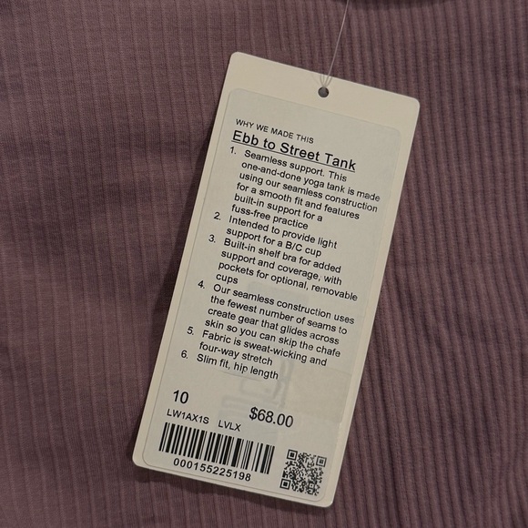 Lululemon Ebb to Street Tank Top size 10 Lavender Lux LVLX - Picture 6 of 6